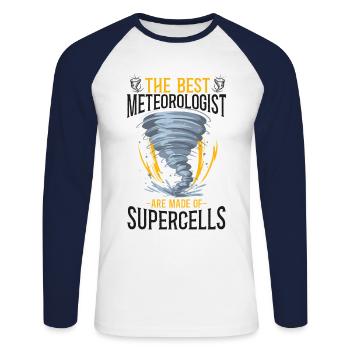 Meteorologist Weather Forecast - Unisex Long Sleeve Baseball T-Shirt - white/navy - Front - Nik (191cm)