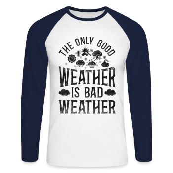 Meteorologist Weather Forecast - Unisex Baseballshirt langarm - Weiß/Navy - Vorne - Nik (191cm)