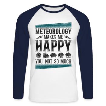 Météorologue Prévisions météorologiques - T-shirt baseball manches longues Homme - blanc/marine - Devant - Nik (191cm)