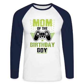 Mom Of The Birthday Boy Video Game Player Gaming N - Unisex Baseballshirt langarm - Weiß/Navy - Vorne - Nik (191cm)