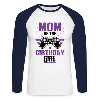 Mom Of The Birthday Girl Video Game Player Gaming - Unisex Baseballshirt langarm - Weiß/Navy - Vorne - Nik (191cm)
