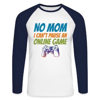 No Mom I Can't Pause An Online Game Video Gamer Ge - Unisex Baseballshirt langarm - Weiß/Navy - Vorne - Nik (191cm)