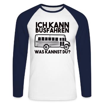 Busfahrer Spruch - Unisex Baseballshirt langarm - Weiß/Navy - Vorne - Nik (191cm)