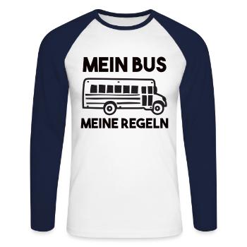 Busfahrer Spruch - Unisex Baseballshirt langarm - Weiß/Navy - Vorne - Nik (191cm)