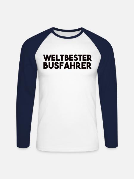 Busfahrer Spruch - Unisex Baseballshirt langarm - Weiß/Navy