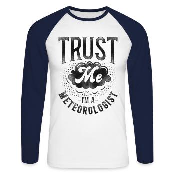 Meteorologist Weather Forecast - Unisex Baseballshirt langarm - Weiß/Navy - Vorne - Nik (191cm)