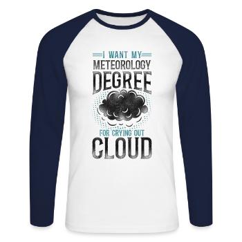 Météorologue Prévisions météorologiques - T-shirt baseball manches longues Homme - blanc/marine - Devant - Nik (191cm)