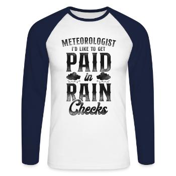 Meteorologist Weather Forecast - Unisex Long Sleeve Baseball T-Shirt - white/navy - Front - Nik (191cm)