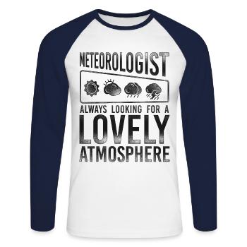 Meteorologist Weather Forecast - Unisex Baseballshirt langarm - Weiß/Navy - Vorne - Nik (191cm)