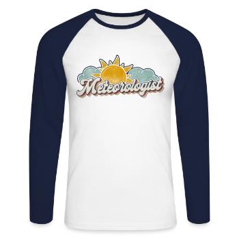 Meteorologist Weather Forecast - Unisex Long Sleeve Baseball T-Shirt - white/navy - Front - Nik (191cm)