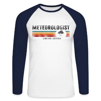 Meteorologist Weather Forecast - Unisex Baseballshirt langarm - Weiß/Navy - Vorne - Nik (191cm)