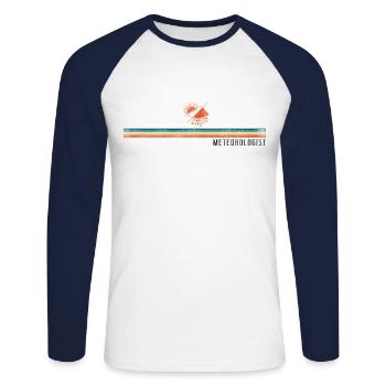 Météorologue Prévisions météorologiques - T-shirt baseball manches longues Homme - blanc/marine - Devant - Nik (191cm)