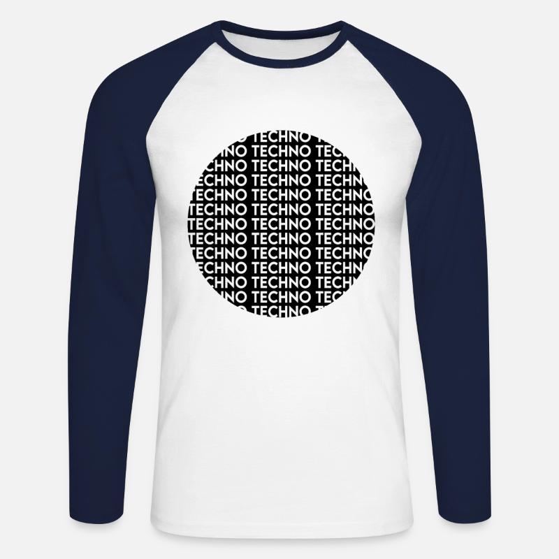 Techno - Unisex Baseballshirt langarm - Weiß/Navy