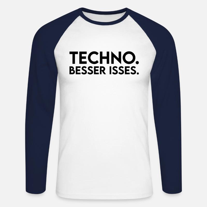 Techno Spruch - Unisex Baseballshirt langarm - Weiß/Navy