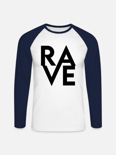 Rave Raver - Unisex Long Sleeve Baseball T-Shirt - white/navy