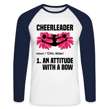 Cheerleader An Attitude With A Bow Cheerleading Gy - Unisex Baseballshirt langarm - Weiß/Navy - Vorne - Nik (191cm)