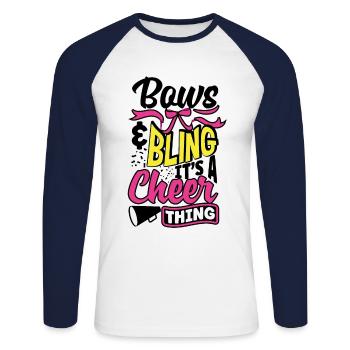 Bows Bling It's A Cheer Thing Cheerleading Cheerle - Unisex Baseballshirt langarm - Weiß/Navy - Vorne - Nik (191cm)