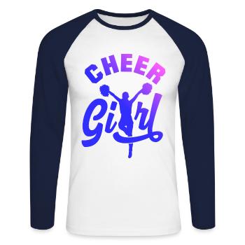 Cheer Girl Cheerleading Cheerleader Cheerdance Gym - Unisex Baseballshirt langarm - Weiß/Navy - Vorne - Nik (191cm)