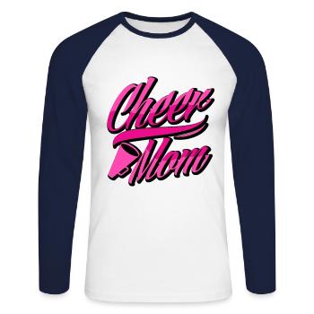 Cheer Mom Cheerleading Cheerleader Cheerdance Gymn - Unisex Baseballshirt langarm - Weiß/Navy - Vorne - Nik (191cm)