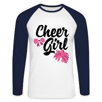 Cheer Girl Cheerleading Cheerleader Cheerdance Gym - Unisex Baseballshirt langarm - Weiß/Navy - Vorne - Nik (191cm)