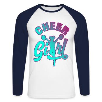 Cheer Girl Cheerleading Cheerleader Cheerdance Gym - Unisex Baseballshirt langarm - Weiß/Navy - Vorne - Nik (191cm)