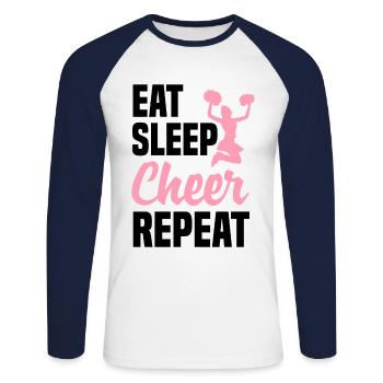 Eat Sleep Cheer Repeat Cheerleading Cheerleader Gy - Unisex Baseballshirt langarm - Weiß/Navy - Vorne - Nik (191cm)