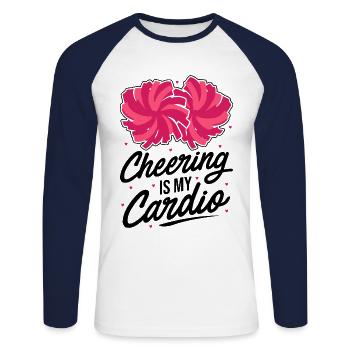 Cheering Is My Cardio Cheerleading Cheerleader Gym - Unisex Baseballshirt langarm - Weiß/Navy - Vorne - Nik (191cm)