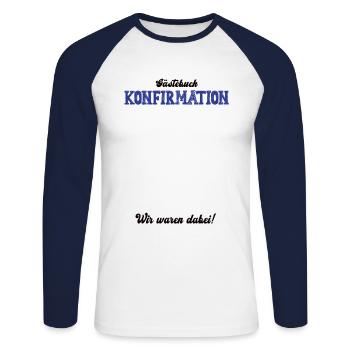 Konfirmation Konfi Konfirmieren Konfirmand - Unisex Baseballshirt langarm - Weiß/Navy - Vorne - Nik (191cm)