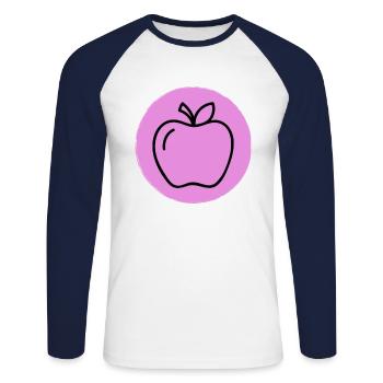 Apfel - Unisex Baseballshirt langarm - Weiß/Navy - Vorne - Nik (191cm)