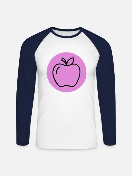 Apple - Unisex Long Sleeve Baseball T-Shirt - white/navy