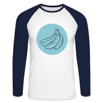 Banane - T-shirt baseball manches longues Homme - blanc/marine - Devant - Nik (191cm)