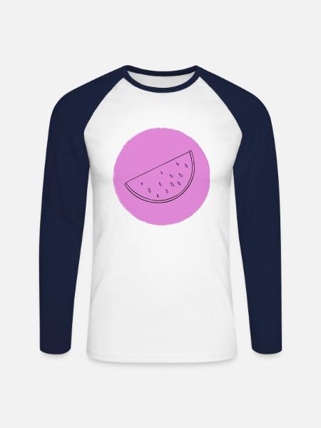 Pastèque - T-shirt baseball manches longues Homme - blanc/marine