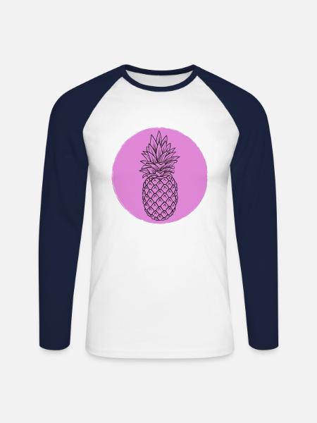 Pineapple - Unisex Long Sleeve Baseball T-Shirt - white/navy