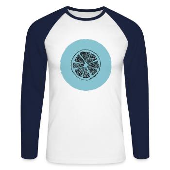 Orange lemon - Unisex Long Sleeve Baseball T-Shirt - white/navy - Front - Nik (191cm)