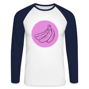Banane - T-shirt baseball manches longues Homme - blanc/marine - Devant - Nik (191cm)