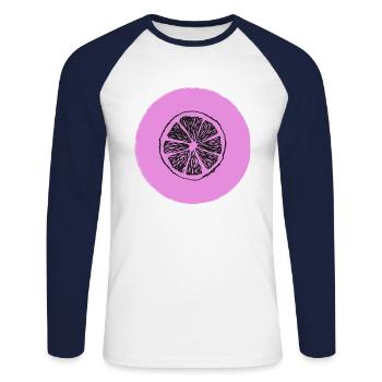 Orange lemon - Unisex Long Sleeve Baseball T-Shirt - white/navy - Front - Nik (191cm)