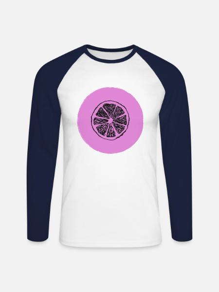 Orange citron - T-shirt baseball manches longues Homme - blanc/marine