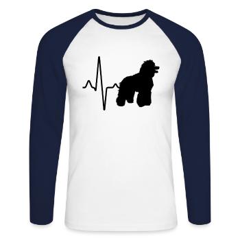 Poodle Heartbeat - Unisex Long Sleeve Baseball T-Shirt - white/navy - Front - Nik (191cm)