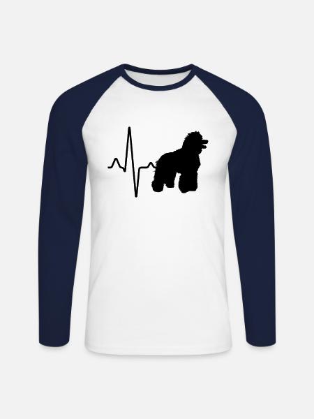 Pudel Herzschlag - Unisex Baseballshirt langarm - Weiß/Navy