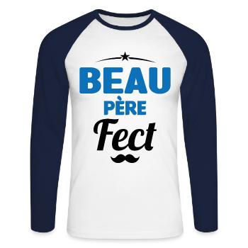 beau-pèrefect cadeau beau-papa anniversaire humour - T-shirt baseball manches longues Homme - blanc/marine - Devant - Nik (191cm)