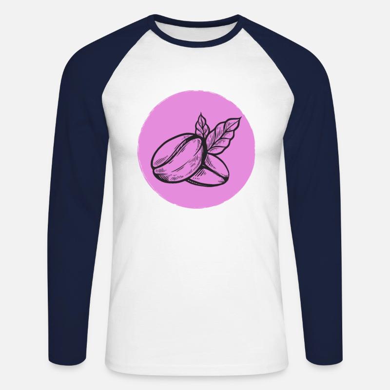Kaffee Kaffeebohne - Unisex Baseballshirt langarm - Weiß/Navy