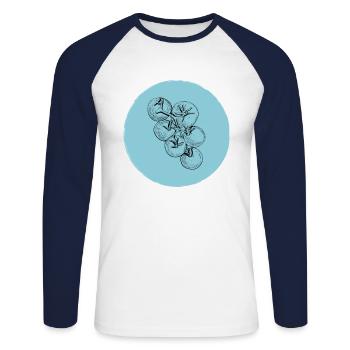 Tomates cocktail - T-shirt baseball manches longues Homme - blanc/marine - Devant - Nik (191cm)