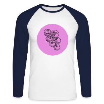 Tomates cocktail - T-shirt baseball manches longues Homme - blanc/marine - Devant - Nik (191cm)