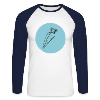 Karotte - Unisex Baseballshirt langarm - Weiß/Navy - Vorne - Nik (191cm)