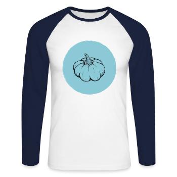 Citrouille - T-shirt baseball manches longues Homme - blanc/marine - Devant - Nik (191cm)