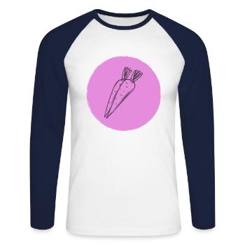 Carrot - Unisex Long Sleeve Baseball T-Shirt - white/navy - Front - Nik (191cm)
