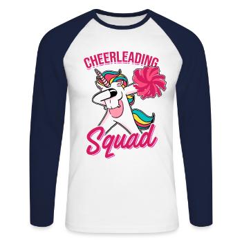 Cheerleading Squad Unicorn Cheerleader Cheerdance - Unisex Baseballshirt langarm - Weiß/Navy - Vorne - Nik (191cm)