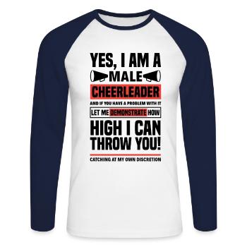 Yes I Am A Male Cheerleader Cheerleading Cheerdanc - Unisex Baseballshirt langarm - Weiß/Navy - Vorne - Nik (191cm)