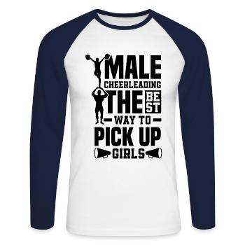 Male Cheerleading The Best Way To Pick Up Girls Sp - Unisex Baseballshirt langarm - Weiß/Navy - Vorne - Nik (191cm)