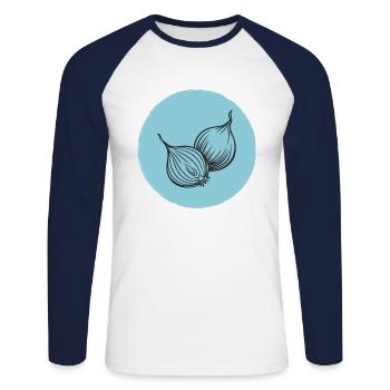 Oignon - T-shirt baseball manches longues Homme - blanc/marine - Devant - Nik (191cm)